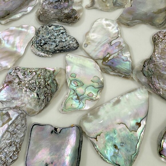 Large Abalone Sea Shell Lucite Footed Trivet Oval Vintage 1960s MCM Made USA - Picture 3 of 4